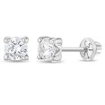 thumbnail image 1 of 14k White Gold Girl's 4mm Clear Cubic Zirconia Prong Set Solitaire Screw Backs, 1 of 6