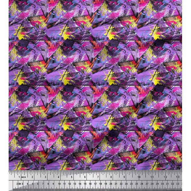 Soimoi Crepe Silk Fabric Animal Skin Abstract Decor Fabric Printed Yard 42 Inch Wide