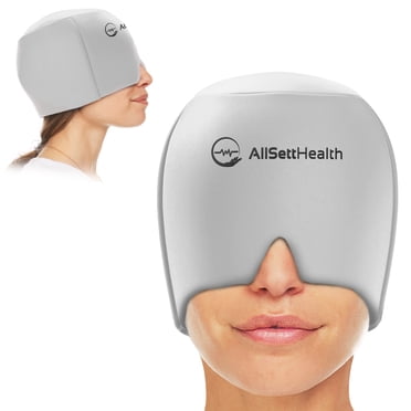 AllSett Health Form Fitting Migraine Relief Ice Head Wrap | Headache and Migraine Hat | Hot and Cold Therapy for Puffy Eyes, Tension, Sinus and Stress Relief