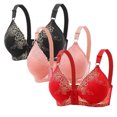 thumbnail image 1 of fheaev 3Pc Front Close Bras for Women Plus Size Wirefree Support Posture No Underwire Full Coverage Bra Adjustable Shoulder Strap Comfort Push Up Lace Breathable Front Buckle Open Everyday Bras, 1 of 2