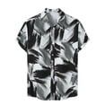 thumbnail image 2 of EGNMCR Men Casual Buttons Color Block Print With Pocket Turndown Short Sleeve Shirt Blouse, 2 of 9