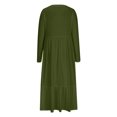thumbnail image 5 of Penkiiy Robe Décontractée pour Femme à Manches Longues, Col Ras du Cou, Coupe Évasée, Robe Longue Fluide à Étages pour la Plage avec Poches, m Vert Armée, 5 of 5