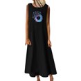 thumbnail image 1 of RKSTN Robes pour Femmes 2023 Mode Été Décontracté Col Rond Sans Manches Jupes Maxi Poches Vacances Couleur Unie Plage Longue Robe avec Imprimé Graphique, 1 of 4