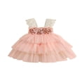 thumbnail image 1 of Toddler Baby Girls Party Dress 3D Flower Ruffle Sleeveless A-line Princess Dresses, 1 of 8