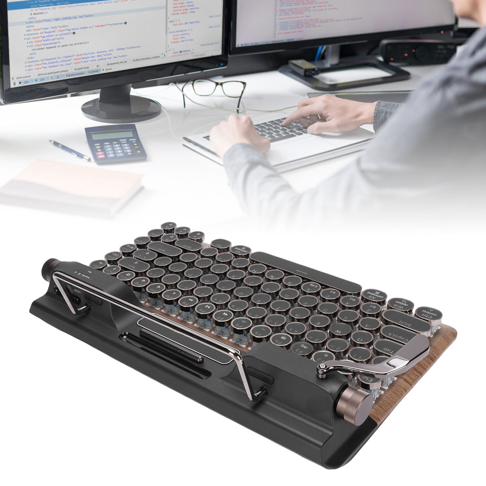 Retro Typewriter Keyboard, 84 Keys Mechanical Keyboard Anti Ghosting  for Work