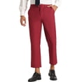 thumbnail image 1 of INSPIRE CHIC Men's Pants Solid Color Ankle Length Flat Front Trousers 32 Burgundy, 1 of 7