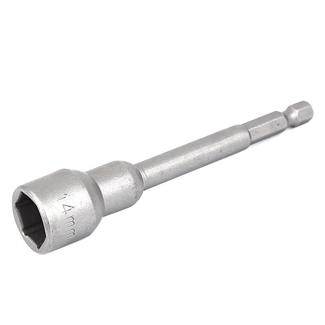 Unique Bargains Metric 14mm Hex Socket Magnetic Nut Driver Set Adapter Drill Bit 100mm Long