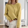 thumbnail image 2 of WomenCardigan Sweater Classic Sweatshirt Women Crew Neck Button Collar Short Sleeve Cardigan Knit Front Open, 2 of 4