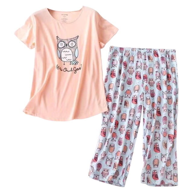 2025 Ensemble de Pyjama en Coton pour Femmes Ensemble pour Femmes Haut à Manches Courtes Capri Jolies Robes de Nuit pour Femmes Pantalon de Sommeil Tenue de Nuit