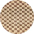 thumbnail image 1 of Ahgly Company Indoor Round Abstract Sun Yellow Checkered Area Rugs, 7' Round, 1 of 6