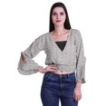 thumbnail image 1 of Moomaya Printed Womens Crop Top Wrap Style Top Wear Ruffle Long Sleeve Casual Summer Blouse, 1 of 5