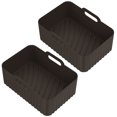 thumbnail image 3 of Qenwkxz 2PCS Dual Air Fryer Silicone Pots Rectangle Air Fryer Liner Baskets for Ninja Foodi DZ201 DZ401 8 to 10 QT Easy Cleaning Food Safe Air Fryer Accessories, 3 of 11