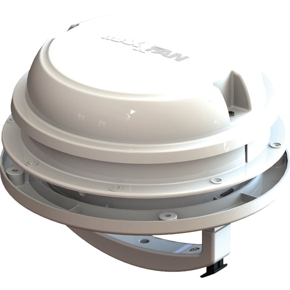 MaxxAir Ventilation Solutions Roof Vent 00-03812W MAXXFAN DOME Plus; Manual Lift Opening; 6 Inch Diameter; For 1 Inch Roof Thickness; With Screen; With 12 Volt Fan; White