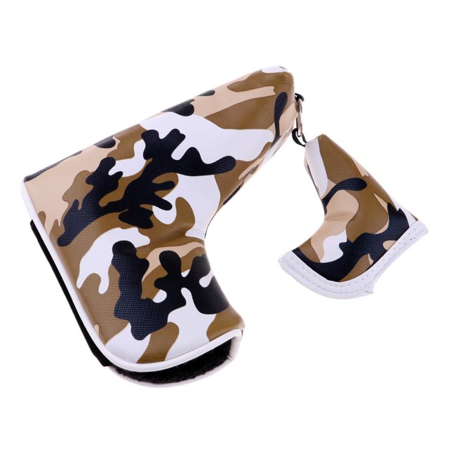 Housse Imperméable pour Putter de Golf, Couvre-Chef, Fermeture à Barre de Maillet, Brun