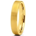 thumbnail image 2 of Men's Tungsten Wedding Band Ring GoldTone Flat Brushed Comfort-Fit 4MM, 2 of 3