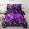 thumbnail image 1 of Erosebridal Gaming Bedding Sets Twin Size for Kids, Purple Gamepad Comforter Sets with Sheets, Geometry Line Decor, Reversible 7pcs, 1 of 5