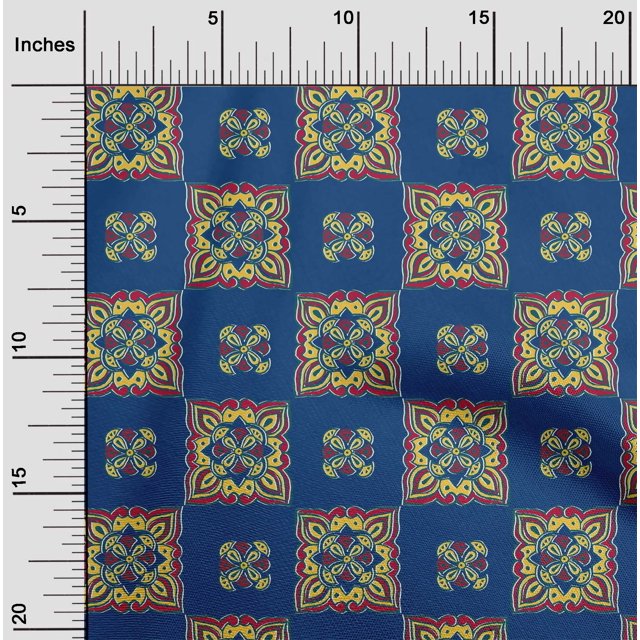oneOone Cotton Silk Fabric Floral Block Decor Fabric Printed BTY 42 Inch Wide