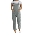 thumbnail image 1 of TrendOFT One Piece Jumpsuit Women Casual Summer Washed Jeans Ripped Square Neck Sleeveless Rompers For Women One Piece Overalls Grey L, 1 of 5
