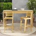 thumbnail image 4 of Costway 1 PCS Patio Teak Wood Bar Stool Outdoor Bar Height Chair with Rattan Backrest & Seat, 4 of 8