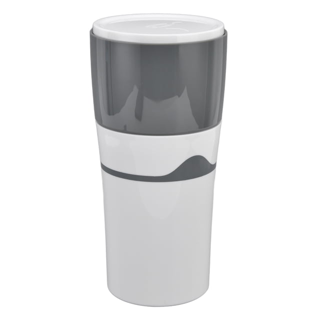 Estink Cafetière à Portion Individuelle en Gris et Blanc, une Cafetière Goutte-à-Goutte Compacte et portable avec une Capacité de Tasse Extérieure de 450 ml, une Tasse Intérieure de 240 ml pour l'Infusion et un Couvercle Qui Fait Aussi Office de Tasse à Partager de 180 ml. Compatible avec les capsules K-Cup, Dotée d'Une Prévention des Fuites Latérales à 360 Degrés pour une Utilisation et un Rangement Faciles.