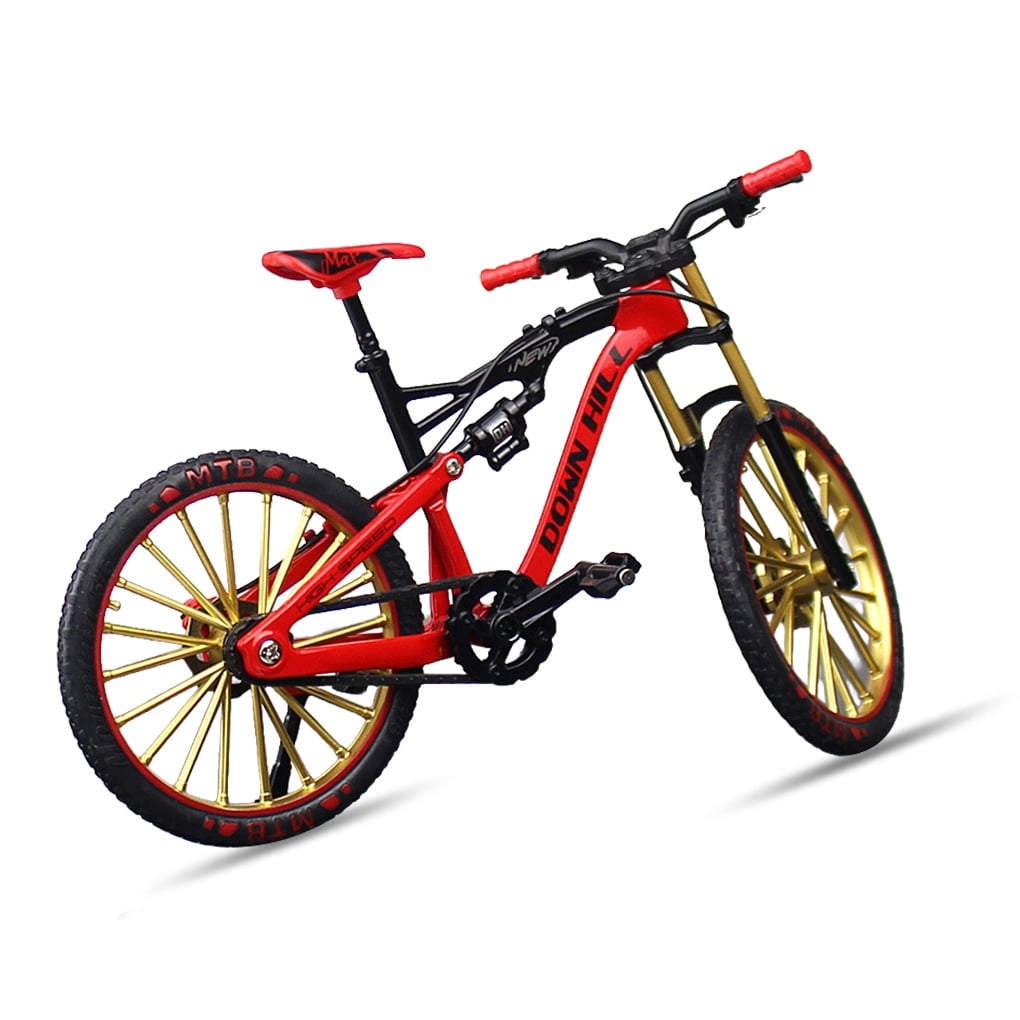 1/10 Mountain Bicycle Model with Stand Holder Portable Birthday Gifts Kids Adults Alloy Plastic Racing Bike Collection Toddlers Tabletop Gift Office Red