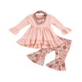 thumbnail image 1 of MesaSe Toddler Baby Girls Spring Princess Flare Pants Set O-Neck Ruffles Tops + Bell Bottom Pants Headband, 1 of 6