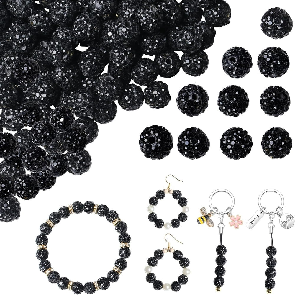 SNNROO 100PCS 10mm Rhinestone Beads for Jewelry Making  Light Blue Sparkle Crystal Clay Beads for Crafting Shamballa  Beads Bulk Disco Ball Beads for Pens Bracelets Earring Baseball Neckl