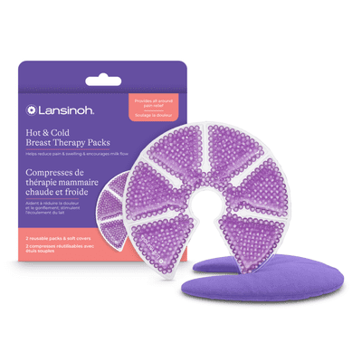 Lansinoh Breast Therapy packs with Soft Covers, Hot and Cold Pads, Breastfeeding Essentials for Moms, 2 pack – Helps Sore Breasts, One Size