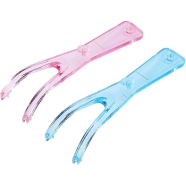2pcs Reusable Floss Pick Floss Holder Dental Products Teeth Cleaning Dental Floss Holder (Pink+Blue)
