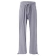 thumbnail image 4 of Timegard Womens Pants Plus Size Elastic High Waisted Drawstring Wide Leg Lightweight Casual Loose Trousers, 4 of 5