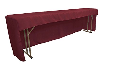 LA Linen Open Back Polyester Poplin Fitted tablecloth for Classroom Tables 96"L x 18"W x 30"H, Burgundy