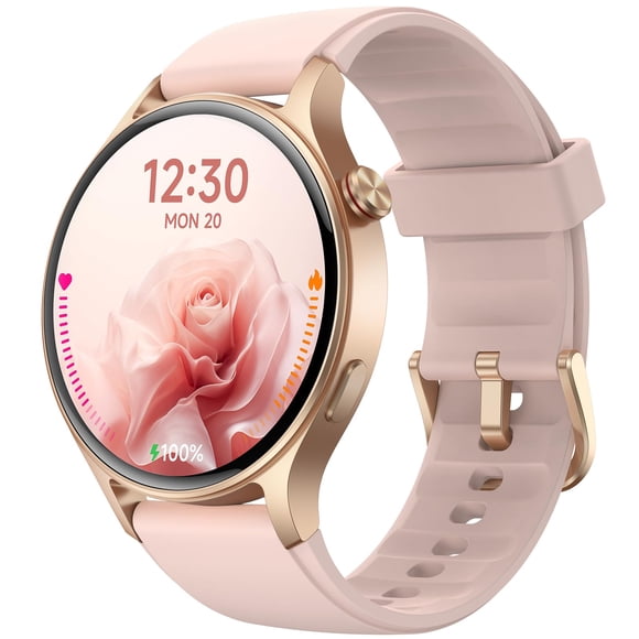Fitpolo Montre Intelligente pour Femmes, Traqueur de Mise en Forme à Écran Tactile AMOLED 1,3 Pouces, Passer/répondre aux Appels, Moniteur de Fréquence Cardiaque SpO2, Étanchéité IP68, Sommeil et Activité
