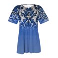thumbnail image 4 of Pompotops Mode Femme Décontractée Imprimé Col Rond Ample Manches Courtes T-shirt Haut Blouse Chandail Liquidation, 4 of 5
