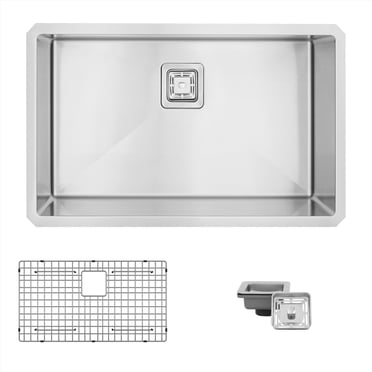 Undermount 30 inch Stainless Steel Single Bowl Kitchen Sink with Grid