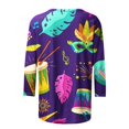 thumbnail image 5 of Outfmvch Chemises Mardi Gras pour Femmes, Manches 3/4 Hauts pour Femmes, Tenue Mardi Gras pour Femmes, Blouses pour Femmes, Hauts d'Entraînement pour Femmes, Tunique Graphique de Carnaval Manches 3/4 Col Rond Blouse Bleue TG, 5 of 5