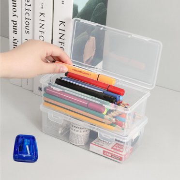 Meitianfacai Trousse à Crayons en Plastique à Très Grande Capacité, Empilable, Translucide et Transparente, Trousse à Crayons, Rangement pour Fournitures de Bureau et Taille-Crayon