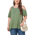 thumbnail image 2 of CHUANK Women‘s Plus Size Cold Shoulder Tunic Top Summer Short Sleeve Blouse, 2 of 7