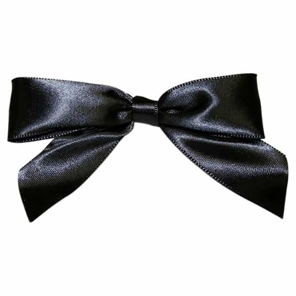 100Pcs- 3.25"W Bow Black Satin Face Twist Tie Ribbon