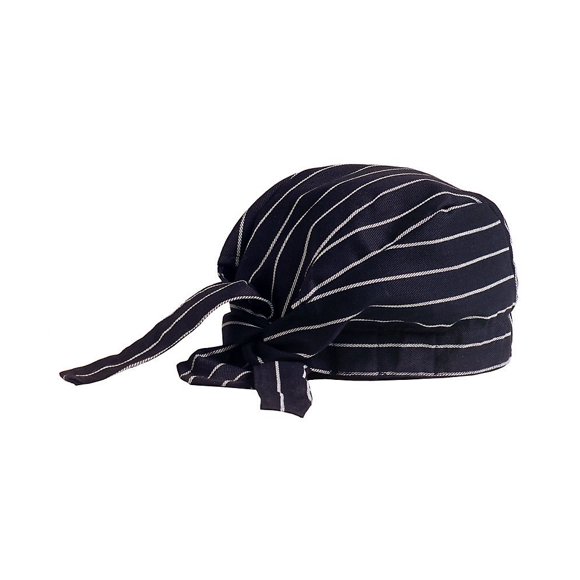 KNG Tie Back Chef Hat - Adjustable Chef Cap for Men or Women - Black with White