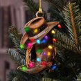 thumbnail image 4 of YAOMOBB Christmas Tree Decoration Creative Cowboy Themed Hat Xmas Tree Pendant Wild West Car Rear View Mirror Hanging, 4 of 6