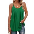 thumbnail image 1 of MAWCLOS Femmes Camisole Sans Manches Débardeurs Couleur Unie Cami de Base Porter Quotidiennement Pull Col Rond Vert 3XL, 1 of 6