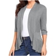 thumbnail image 1 of Aqestyerly Women's Ruffle Cardigan Top,Solid Color Soft Drape Nine-Quarter Sleeve Lightweight Outerwear HWRETIE, 1 of 5