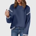 thumbnail image 2 of Kogui Chandails pour Femmes Automne Chandails pour Femmes Col Rond Chandail Torsadé Manches Longues Hauts d'Automne pour Femmes 2025 (Bleu,m), 2 of 4