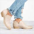 thumbnail image 1 of Women's Short Suede Pointed Toe Solid Color Sleeve Short Tube Mid Heel Retro Ankle Boots, 1 of 4