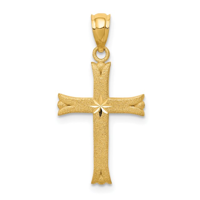 Croix en Satin Doré Jaune 14K