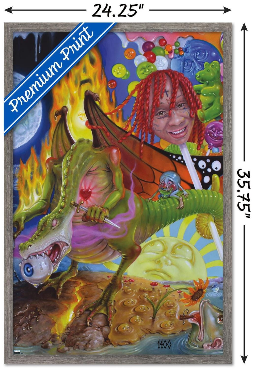 Trippie Redd - Trip at Knight Album Cover Wall Poster with Magnetic Frame, 22.375" x 34"