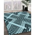 thumbnail image 3 of Ahgly Company Tapis d'Intérieur Ronds Lavables à la Machine, Style Transitionnel, Bleu Lagon Bleu, Tapis de Zone, 6 Pieds Rond, 3 of 7