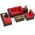 thumbnail image 1 of Gymax Set Of 7 Furniture Set w/32'' Fire Pit Table & Propane Tank Cover Outdoor Red, 1 of 6