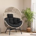 thumbnail image 2 of Costway Oversized Egg Style Chair with Cushions & Headrest Heavy-Duty Metal Frame for Yard Black, 2 of 10