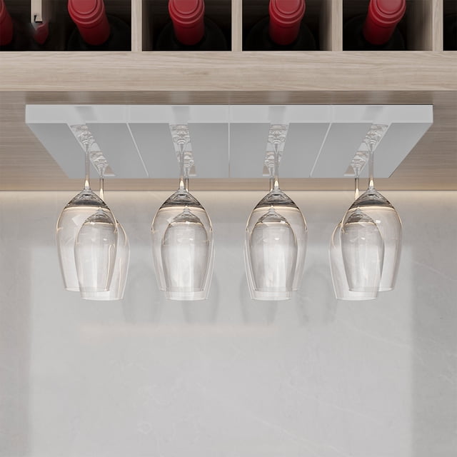 Kitchen Organizers and Storage Rack Wine Glass Holder Under Shelf Or Cabinet Punch-free Wine Glass Rack Plastic Stemware Rack Glassware Drying Storage Hanger For Kitchen,Bar And Rest